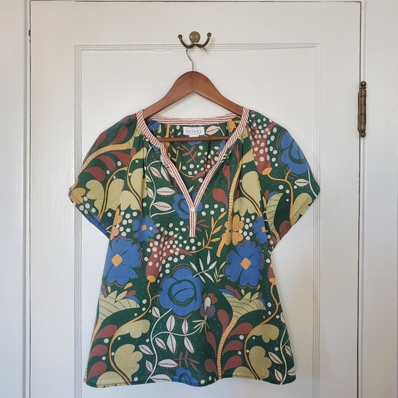 Velvet by Graham Spencer Floral Blouse – Size M – Green/Blue/Brown - Picture 1 of 5